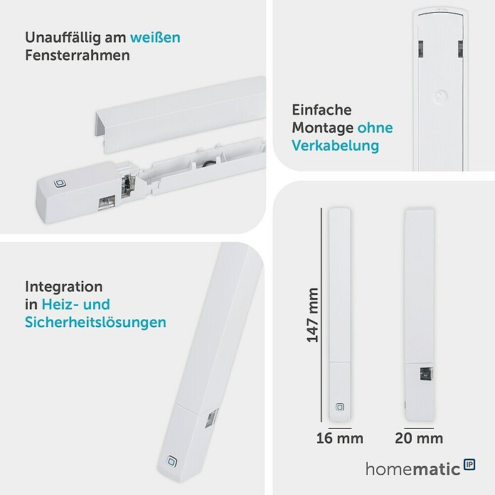 Homematic IP Fenster- & Türsensor HmIP-SWDO-PL-2 (Weiß, Batteriebetrieben, 16 x 147 x 20 mm) | BAUHAUS