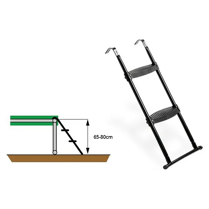 Exit Toys Trampolin-Leiter - Stahl, Schwarz, Passend für: Rahmenhöhe 65 - 80 cm - Schwarze Metall-Trampolinleiter mit zwei Stufen, passend für Trampolinhöhen von 65-80 cm.
