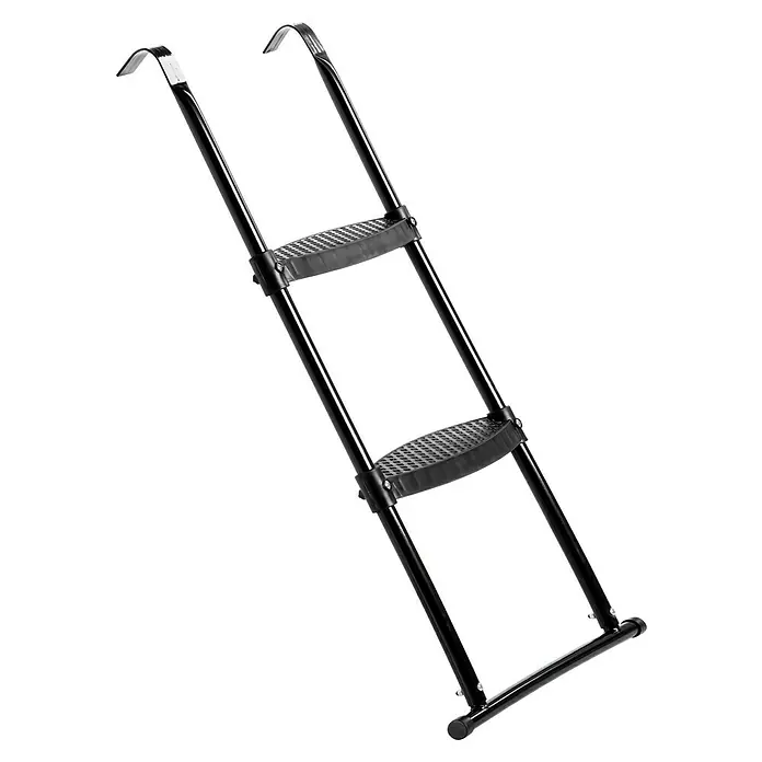 Exit Toys Trampolin-Leiter - Stahl, Schwarz, Passend für: Rahmenhöhe 80 - 95 cm - Schwarze Leiter mit zwei Stufen aus Metall und Kunststoff mit Haken, ideal für Trampoline oder kleine Pools.