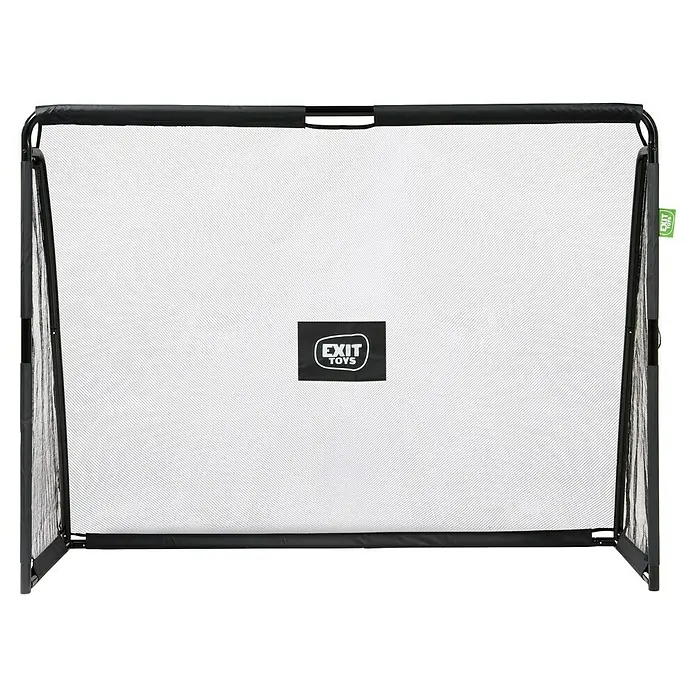 Exit Toys Fußballtor Coppa - 220 x 170 cm, Mit Torwand, Schwarz - Schwarzes Fußballtor mit weißem Netz und EXIT TOYS Logo.