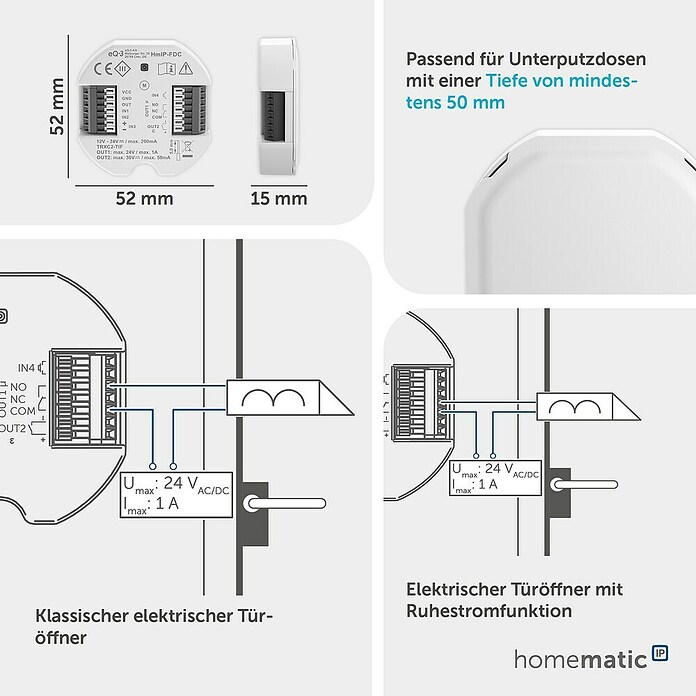 Homematic IP Türöffner-Steuerung Universal (L x B x H: 9,3 x 12,2 x 3,6 cm, Funk) | BAUHAUS