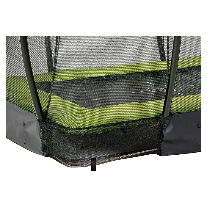 Exit Toys Trampolin Silhouette Bodentrampolin mit Sicherheitsnetz - Grün, 214 x 153 x 205 cm - Trampolin mit schwarzem Sicherheitsnetz und grüner Schutzpolsterung.