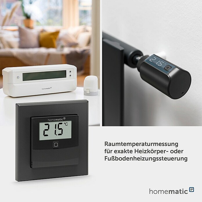 Homematic IP Funk-Temperatursensor HmIP-STHD-A (Anthrazit, L x B x H: 20 x 86 x 86 mm, Batteriebetrieben, IP20) | BAUHAUS