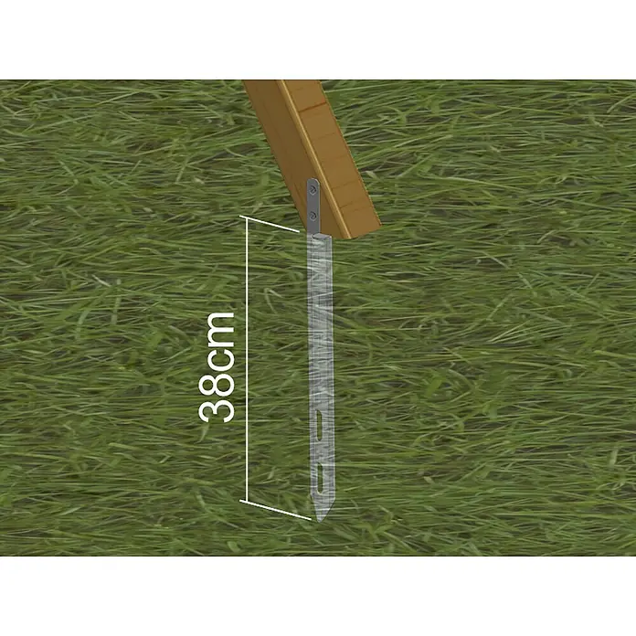 Exit Toys Bodenanker für Spielgeräte - 4 Stk., Passend für: Spielhäuser, Spieltürme und Schaukeln - 38cm Metall-Erdanker an Holzbalken befestigt, zur Verankerung von Strukturen im Boden.