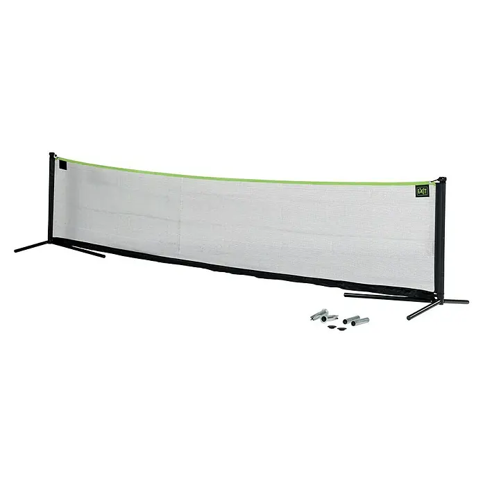 Exit Toys Sportnetz - Höhenverstellbar, 500 x 243 cm, Stahl - Tragbares Sportnetz mit schwarzem Rahmen, weißem Netz und grünem Rand. Inklusive Montageteile.