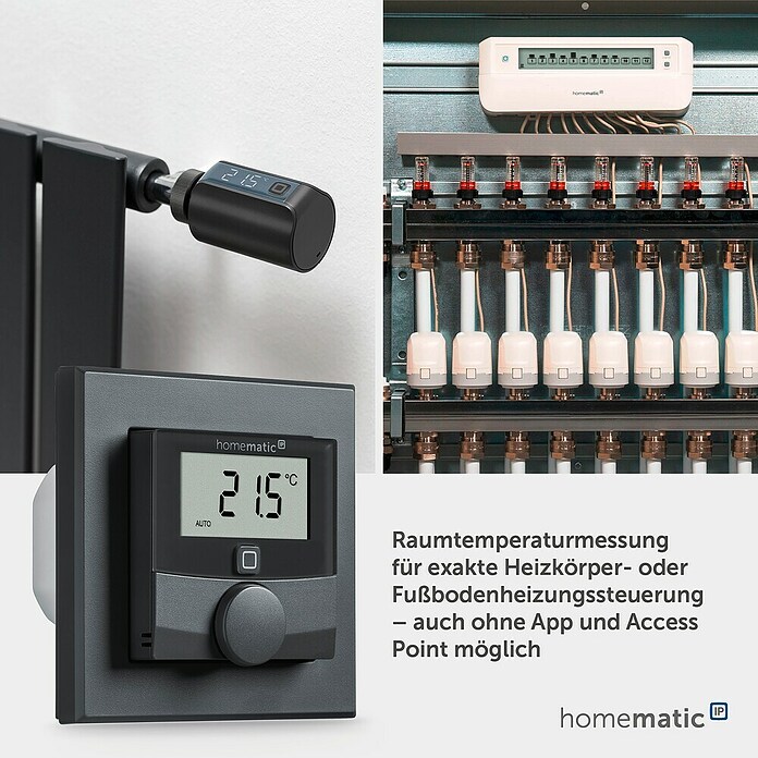 Homematic IP Funk-Raumthermostat HmIP-BWTH-A (Netzbetrieben, 230 V, 54 x 86 x 86 mm, Anthrazit) | BAUHAUS