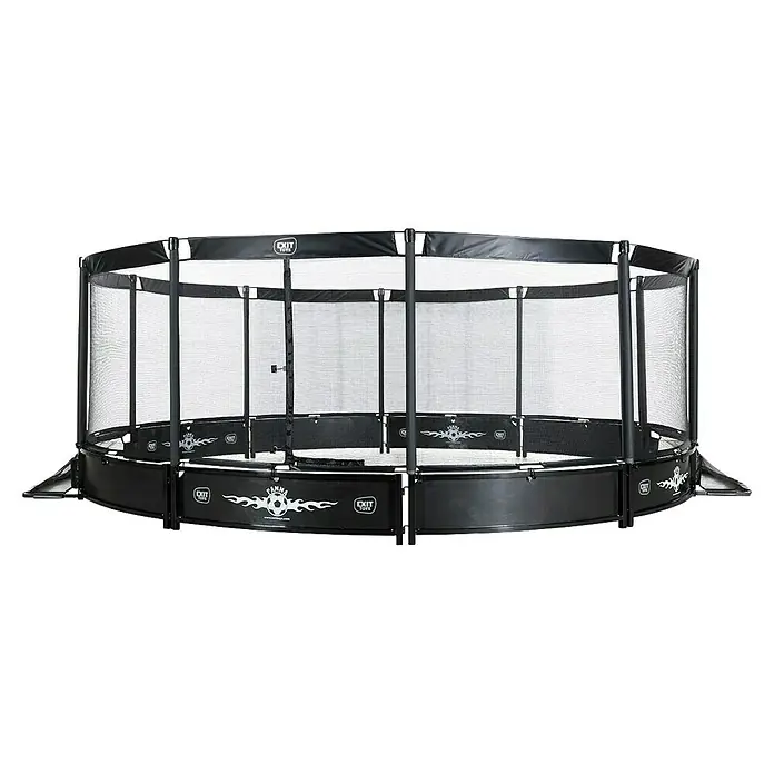 Exit Toys Panna-Feld - Durchmesser: 488 cm, Stahl, Schwarz, Mit Netz - Rundes schwarzes Trampolin mit Sicherheitsnetz-Umfassung.