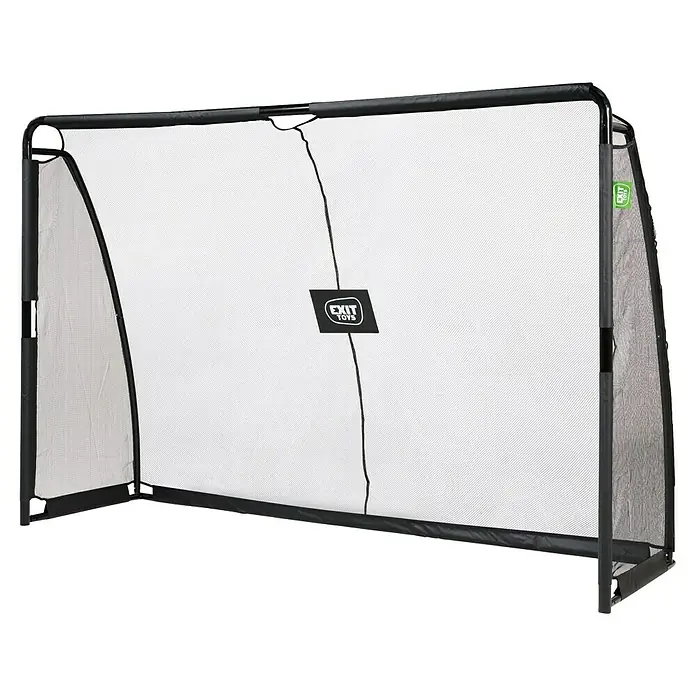 Exit Toys Fußballtor Finta - 300 x 200 cm, Mit Torwand, Schwarz - Schwarzes faltbares Fußballtor mit weißem Netz und robustem Rahmen, leicht aufzubauen.