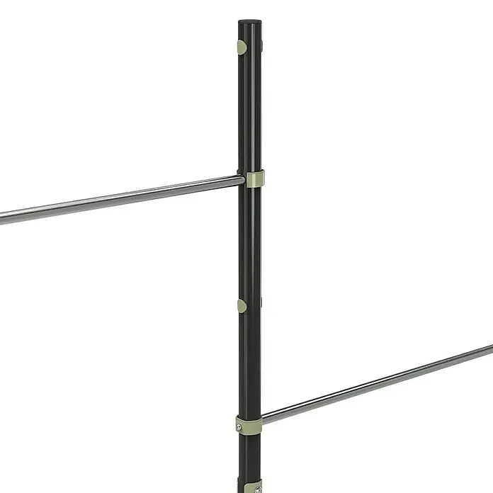 Exit Toys Turnstange Ivy - B x H: 225 x 154 cm, Doppel, Stahl - Dunkelgraue vertikale Stange mit hellgrauen Verbindern und zwei silbernen Querstreben, Teil eines Kleiderständers oder Regals.