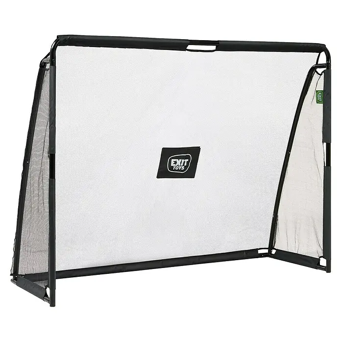 Exit Toys Fußballtor Coppa - 220 x 170 cm, Mit Torwand, Schwarz - Schwarzes tragbares Fußballtor mit Netz und "EXIT TOYS"-Logo.