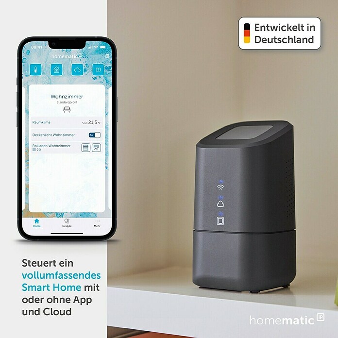 Homematic IP Steuerzentrale Home Control Unit HmIP-HCU1 (Anthrazit, L x B x H: 9,6 x 9,6 x 17,3 cm) | BAUHAUS