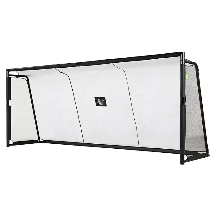 Exit Toys Fußballtor Forza - 500 x 200 cm, Stahl, Schwarz - Schwarzes, tragbares Fußballtor mit weißem Netz und stabilem Rahmen, mit 'EXIT TOYS' Logo.