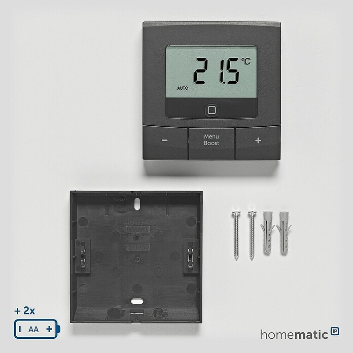 Homematic IP Funk-Raumthermostat HmIP-WTH-B (Anthrazit, Batteriebetrieben, 22 x 85 x 85 mm) | BAUHAUS