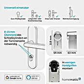 Homematic IP Funk-Türschlossantrieb HmIP-DLD-S (Silber, Batteriebetrieben, 36 x 56 x 118 mm) | BAUHAUS