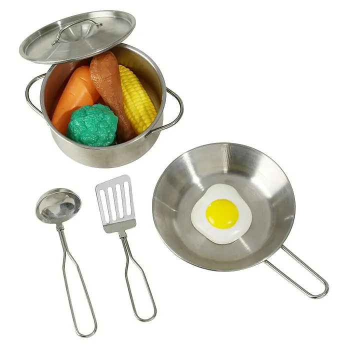 Exit Toys Matschküche Yummy 200 - 55 x 102 x 115 cm, Holz, Natur - Kinder-Spielküchenset aus Metall mit Topf, Pfanne, Schöpfkelle, Pfannenwender und Spielzeugessen aus Kunststoff.