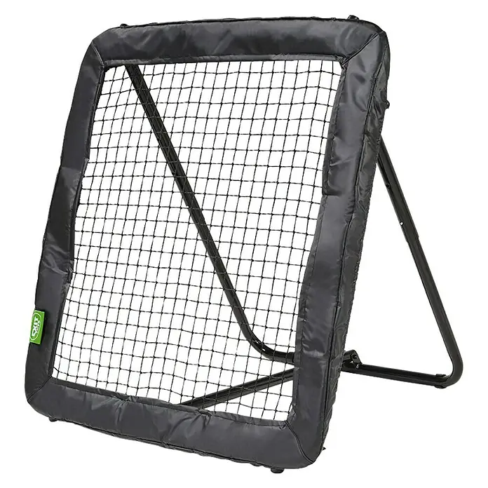 Exit Toys Rebounder Multisport Rebounder - 124 x 124 cm, Schwarz - Schwarzes Sport-Rebounder-Netz mit gepolstertem Rahmen und Metallständer zum Training.