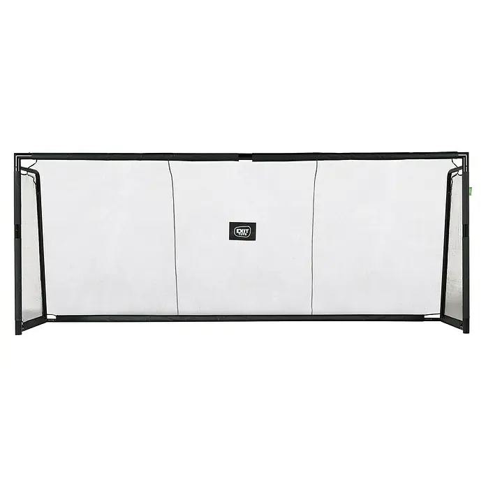 Exit Toys Fußballtor Forza - 500 x 200 cm, Stahl, Schwarz - Breites, schwarz gerahmtes Schutzgitter mit weißem Netz und "EXIT TOYS" Logo, faltbar.