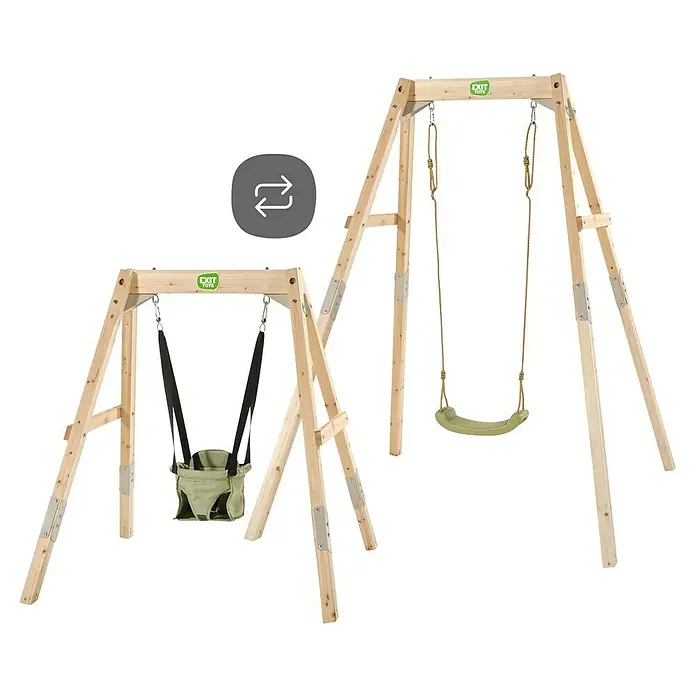 Exit Toys Schaukel Silvi Grow - B x L: 192 x 172 cm, Holz - Hellbraune Holzschaukel mit Babyschaukel und klassischer Schaukel.