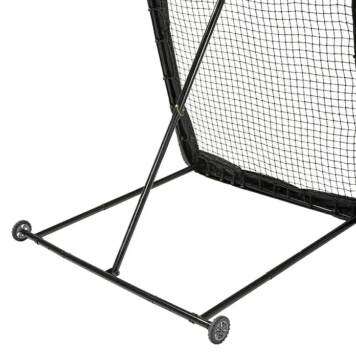 Exit Toys Rebounder Multisport Rebounder - 164 x 164 cm, Schwarz - Ein Sportnetz mit schwarzem Metallrahmen, schwarzem Netzgeflecht und Rädern für den Transport.