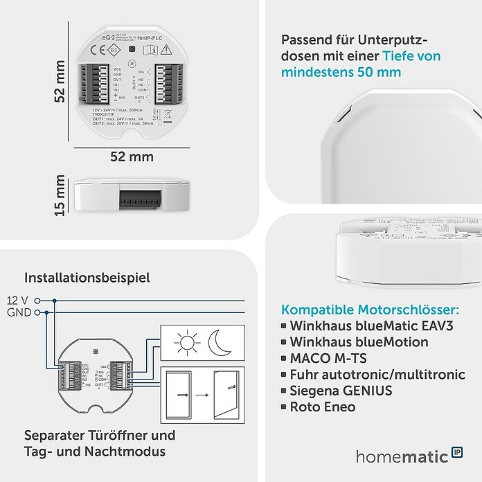Homematic IP Controller Universal Motorschloss (Passend für: Intelligentes Türmanagement, Grau, B x L: 12,2 x 9,3 cm) | BAUHAUS