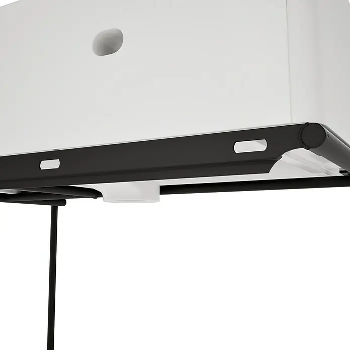 VitrA Equal Badmöbel-Set - Gesamtbreite Badmöbel: 62 cm, Weiß/Schwarz, Glänzend, 2 -tlg. - Weißes Gerät mit schwarzer Rahmenstruktur und ovalem Ausschnitt oben.