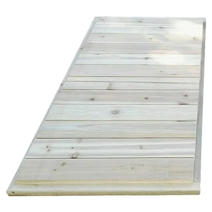 Exit Toys Spielhaus Bodenteil Anbau Loft 150 - L x B x H: 117 x 59 x 3 cm, Holz, Natur - Helle Holzrampe mit horizontalen Brettern, ideal für den Zugang.