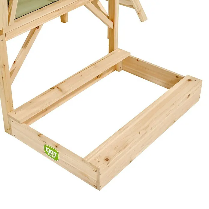 Exit Toys Sandkasten Erweiterung für Spielhaus - 90 x 59 x 14 cm, Holz, Natur - Rechteckiger Sandkastenrahmen aus hellem Holz mit EXIT TOYS Logo.