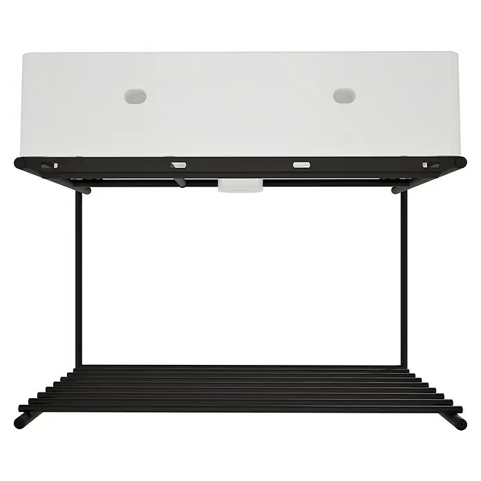 VitrA Equal Badmöbel-Set - Gesamtbreite Badmöbel: 62 cm, Weiß/Schwarz, Glänzend, 2 -tlg. - Weißes Displayregal mit schwarzem Metallrahmen und Lamellenboden.