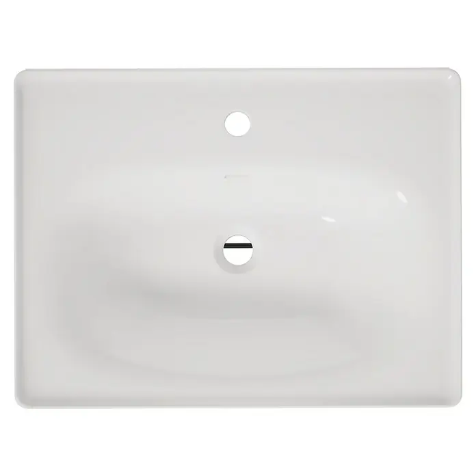 VitrA Equal Badmöbel-Set - Gesamtbreite Badmöbel: 62 cm, Weiß/Schwarz, Glänzend, 2 -tlg. - Weißes rechteckiges Keramikwaschbecken mit abgerundeten Ecken, Hahnloch und Überlauf.