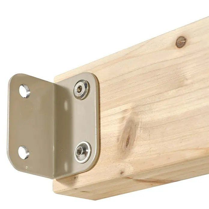 Exit Toys Schaukel Silvi Wall - B x L: 192 x 146 cm, Holz - Beigefarbener L-Winkel aus Metall, mit Innensechskantschrauben an hellem Holzbalken befestigt.