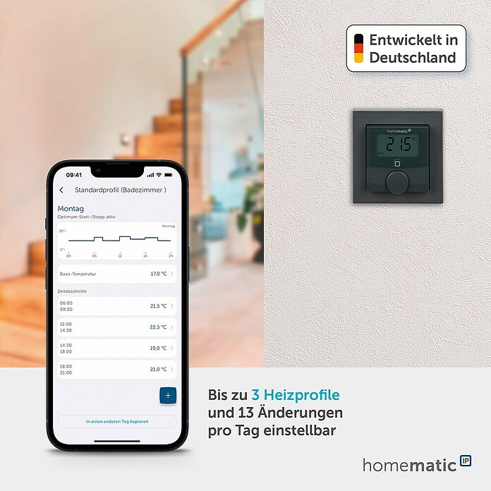 Homematic IP Funk-Raumthermostat HmIP-BWTH-A (Netzbetrieben, 230 V, 54 x 86 x 86 mm, Anthrazit) | BAUHAUS