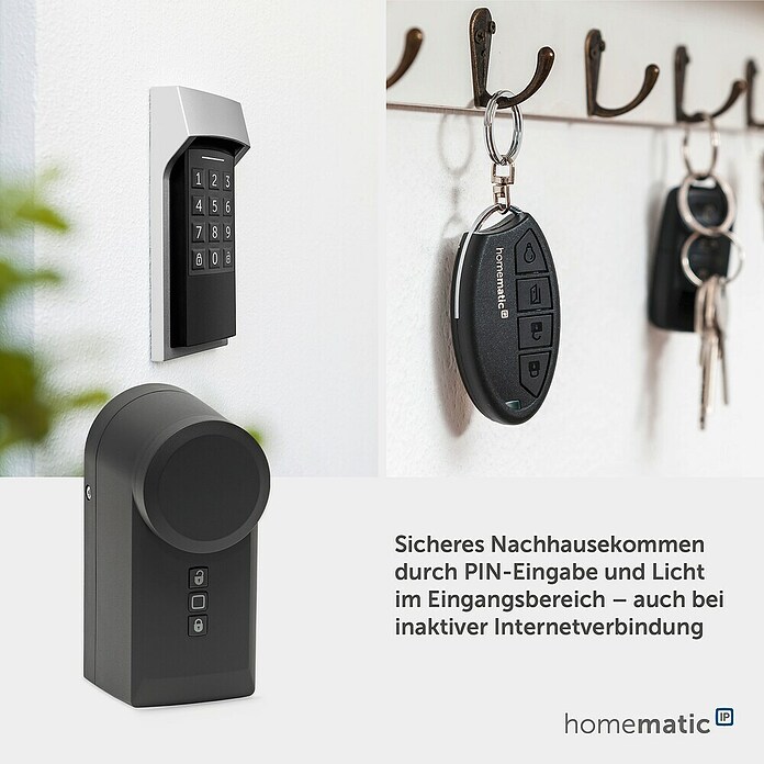Homematic IP Funk-Türschlossantrieb HmIP-DLD-A (Anthrazit, Batteriebetrieben, 36 x 56 x 118 mm) | BAUHAUS