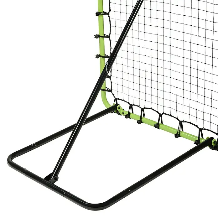 Exit Toys Fußballtor Tempo Multisport Rebounder - 100 x 100 cm, Grün/Schwarz - Schwarzes Metall-Sport-Rebounder-Netz mit limettengrünen Stützstangen und einem schwarzen Netz, befestigt mit Gummiseilen.