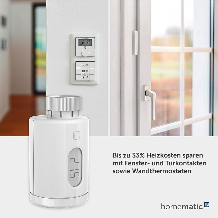 Homematic IP Heizkörper-Thermostat Pure (M30 x 1,5 mm, Ø x L: 5,65 x 9,5 cm, Weiß, 1 Stk.) | BAUHAUS