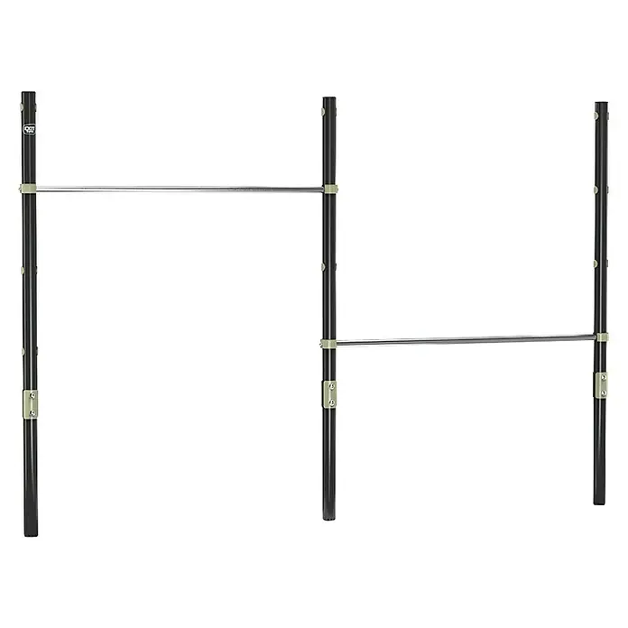 Exit Toys Turnstange Ivy - B x H: 225 x 154 cm, Doppel, Stahl - Zwei schwarze vertikale Pfosten stützen zwei silberne verstellbare Querbalken, gesichert mit hellen Klemmen.
