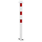 Sperrpfosten (Höhe über Boden: 900 mm, Durchmesser: 60 mm, Stahl, 2 Ösen, Montageart: Einbetonieren, Weiß/Rot)