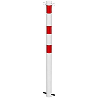 Sperrpfosten (Höhe über Boden: 900 mm, Durchmesser: 60 mm, Stahl, 2 Ösen, Montageart: Einbetonieren, Weiß/Rot)