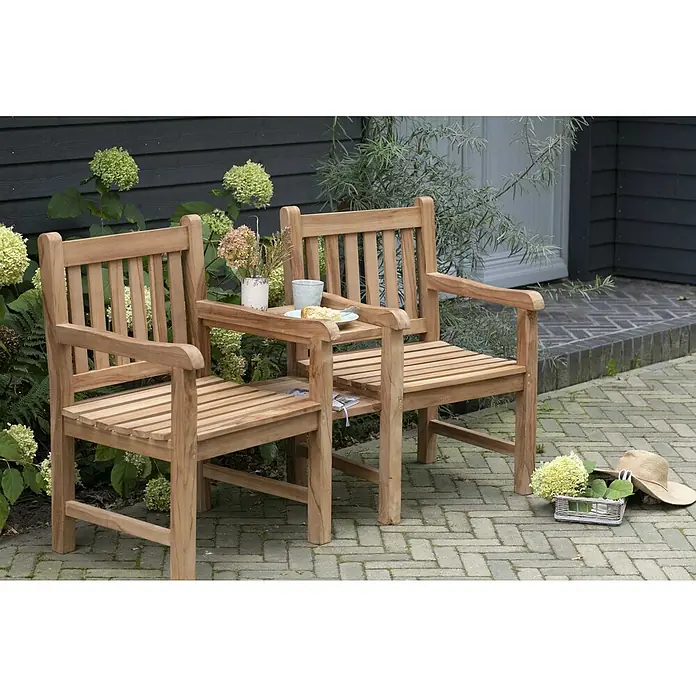 Bene Living Gartenbank Feierabend - B x T x H: 160 x 57 x 94 cm, Teakholz, Natur