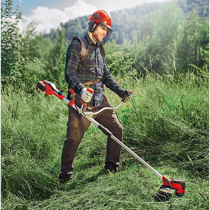 Einhell Power X-Change 18V Desbrozadora de batería Agillo 36/255 (18 V, 4 Ah, 2 baterías, Ancho de corte hilo: 30 cm, Ancho de corte cuchilla: 25,5 cm) | BAUHAUS