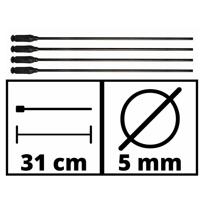 Einhell Varilla de repuesto para vareador de olivas - 4 ud., Específico para: Vareador de olivas GE-FS 18/53 Li - Cuatro estacas negras, de 31 cm de largo y 5 mm de diámetro.