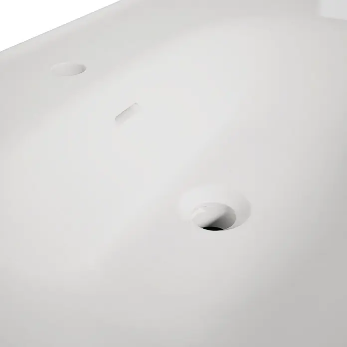 VitrA Equal Badmöbel-Set - Gesamtbreite Badmöbel: 103 cm, Weiß/Schwarz-Eiche, Glänzend, 3 -tlg., Mit Gestell und Schublade - Weißes integriertes Waschbecken mit Abfluss und ovalem Überlauf.