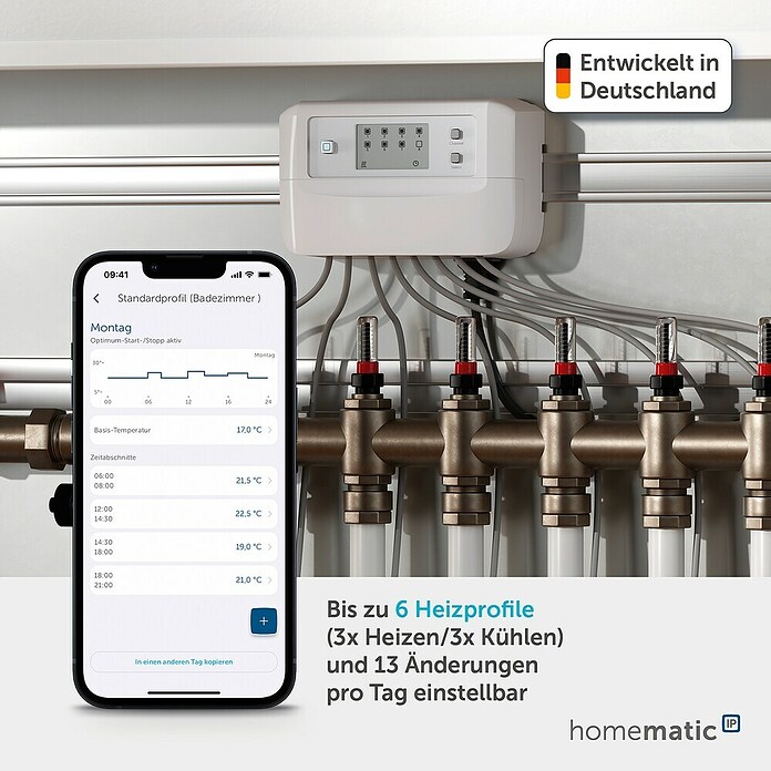 Homematic IP Fußbodenheizungsregler HmIP-FALMOT-C8 (135 x 52 x 85 mm) | BAUHAUS