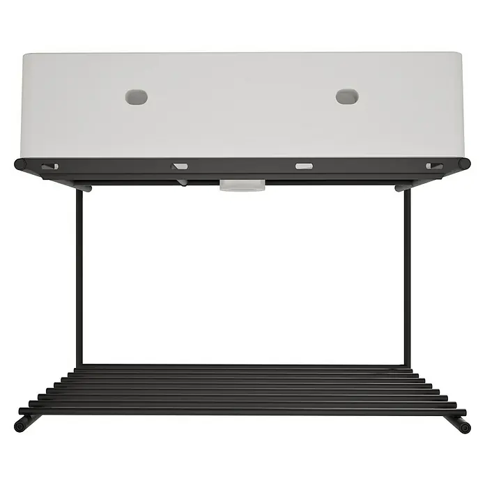VitrA Equal Badmöbel-Set - Gesamtbreite Badmöbel: 62 cm, Steingrau/Schwarz, Matt, 2 -tlg. - Schwarzer Metall- und weißer Wäscheständer.