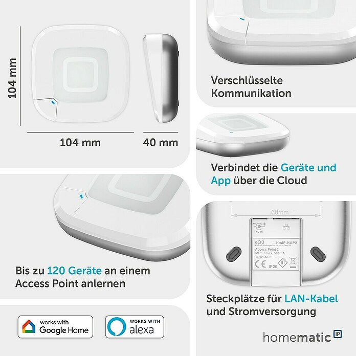 Homematic IP Steuerzentrale Access Point 2 (Weiß, L x B x H: 10,4 x 10,4 x 4 cm) | BAUHAUS