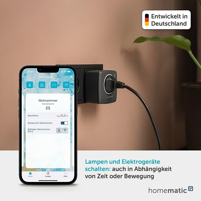 Homematic IP Smart-Steckdose HmIP-PS-2-A (IP20, Anthrazit, 3 680 W, 13 A) | BAUHAUS