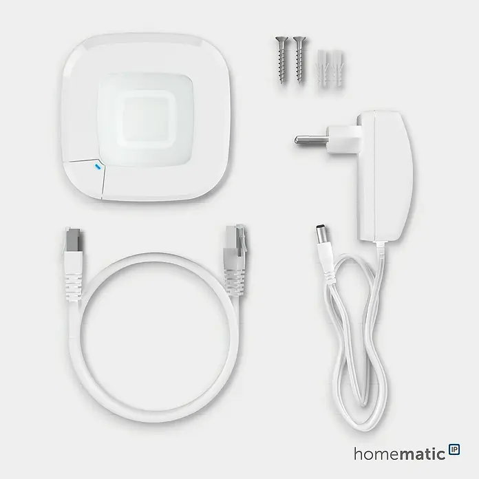 Homematic IP Steuerzentrale Access Point 2 - Weiß, L x B x H: 10,4 x 10,4 x 4 cm - Weißes Smart Home Gateway mit Ethernet-Kabel, Netzteil, Schrauben und Dübeln.