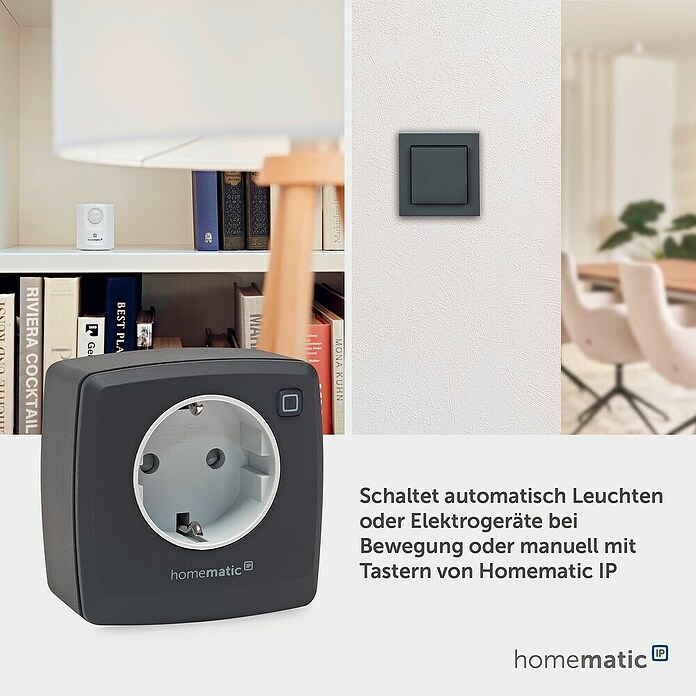 Homematic IP Smart-Steckdose HmIP-PS-2-A (IP20, Anthrazit, 3 680 W, 13 A) | BAUHAUS