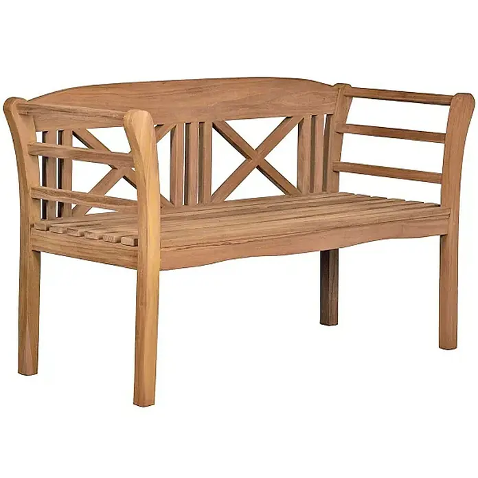 Bene Living Gartenbank Föhr - B x T x H: 130 x 53 x 83 cm, Teakholz, Natur