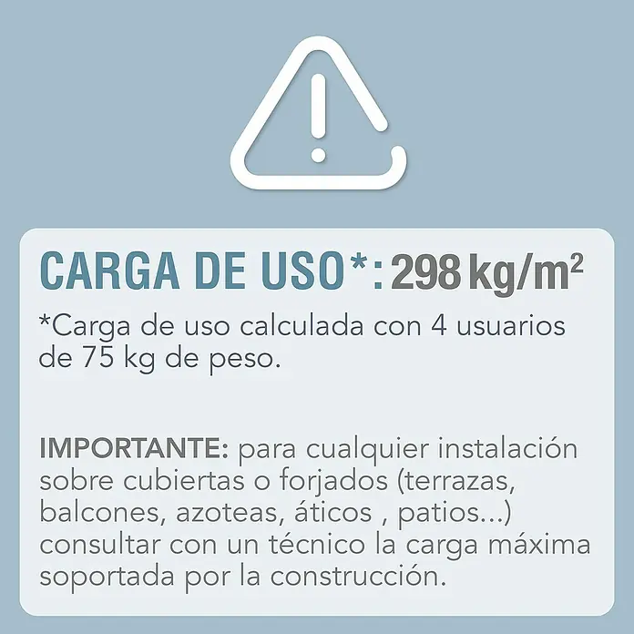 Intex Pure Spa Hidromasaje móvil Greenwood - Ø x Al: 196 x 71 cm, Gris/Blanco, 795 l - Señal de advertencia: Carga de uso 298 kg/m². Consulte a un técnico para instalaciones en cubiertas/forjados.