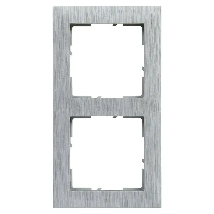 Legrand Suno Marco - Aluminio, Cepillado, Modelo de mecanismos: x 2, Plástico, Colocar - Marco doble gris plateado texturizado para interruptor de luz.